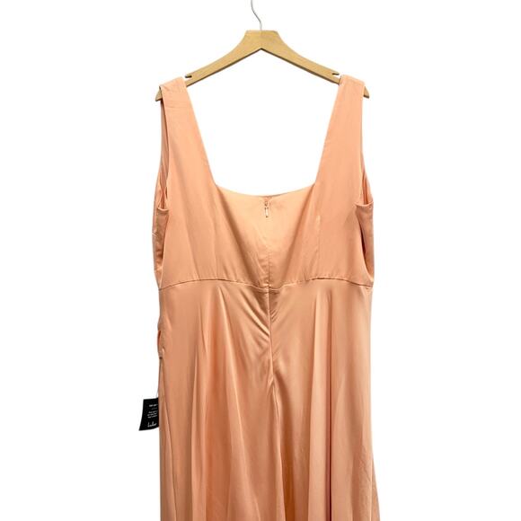 Lulus Red Carpet Romance Peach Satin Square Neck Maxi Dress size 3X - Picture 4 of 6
